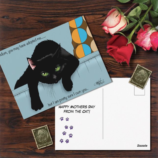 Postal Día de la madre del gato negro (Subido por el creador)