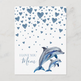 Postal Día de la Madre delfín y bebé, feliz día de la mad