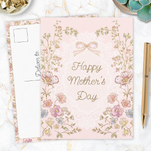 Postal Día de la Madre Feliz Floral Elegante Personalizad