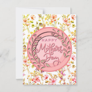 Postal Día de la Madre Floral Rosa Elegante Moderno