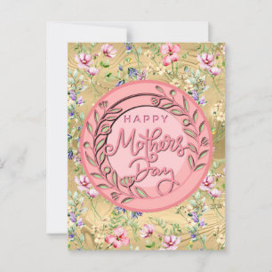 Postal Día de la Madre Floral Rosa Elegante Moderno