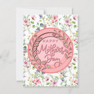 Postal Día de la Madre Floral Rosa Elegante Moderno