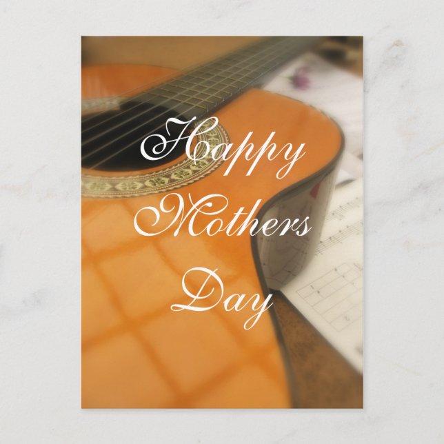Postal Día de la Madre Guitarra Sencilla Elegante (Anverso)