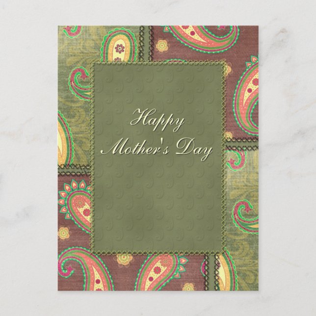 Postal Día de la Madre - hermoso diseño Paisley (Anverso)