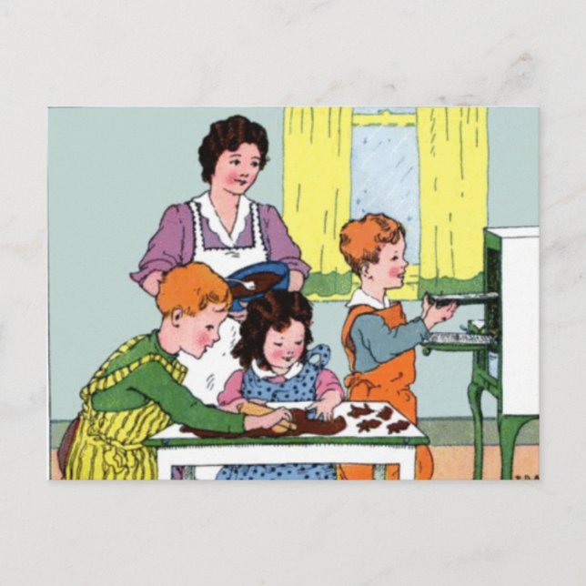 Postal Día de la Madre hornear con mamá (Anverso)