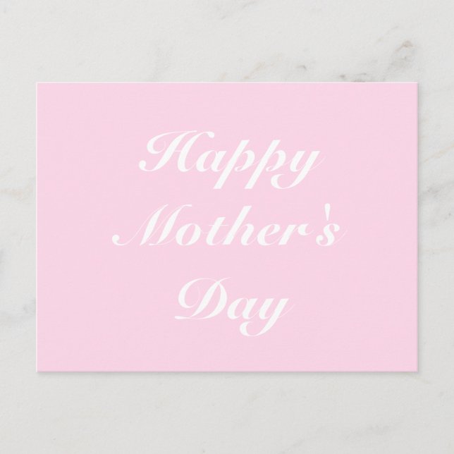Postal Día de la Madre light pink white script elegante (Anverso)