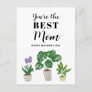 Postal Día de la Madre Mejor Mamá Cita Plantas Florales M