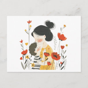 Postal Día de la Madre Tema Japonés Asiático Regalo de Hi