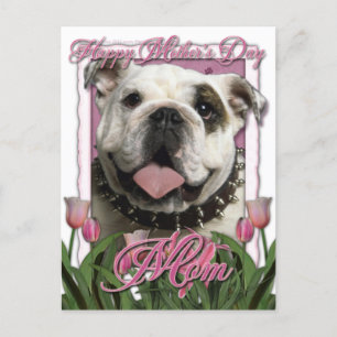 Postal Día de la Madre - Tulipanes rosados - Bulldog
