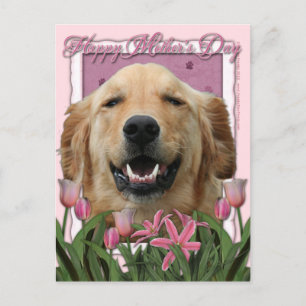 Postal Día de la Madre - Tulipanes rosados - Golden Retri