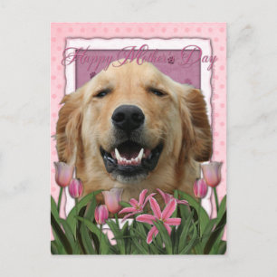 Postal Día de la Madre - Tulipanes rosados - Golden Retri