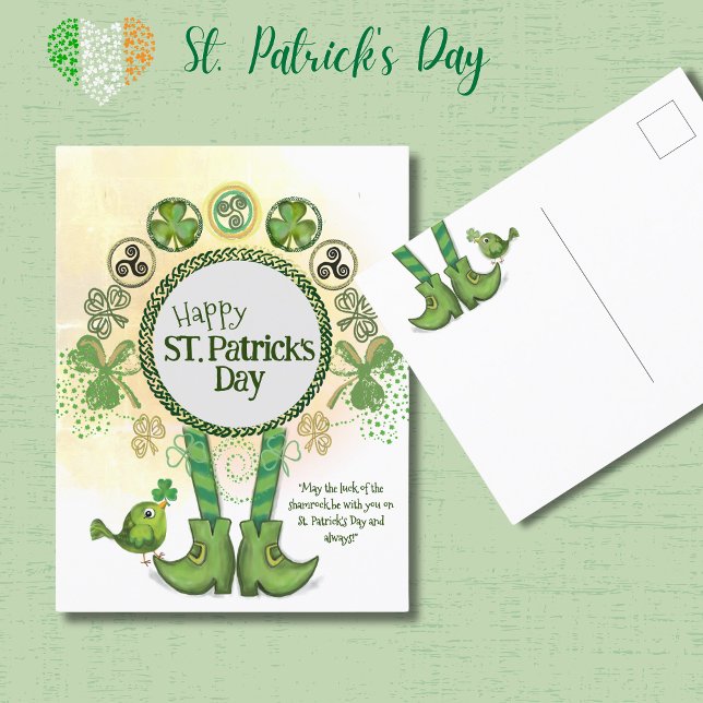 Postal Día de la Mano Corta Dibujada por St.Patrick (Cute Hand Drawn St. Patrick Day Postcard)