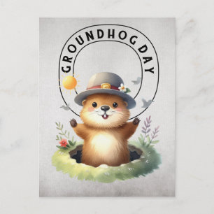 Postal Día de la marmota 22 febrero