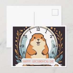 Postal Día de la Marmota Una Celebración de la Primavera