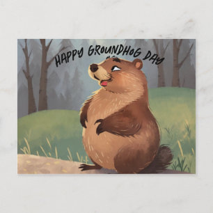 Postal Día de la Marmota Una Celebración de la Primavera