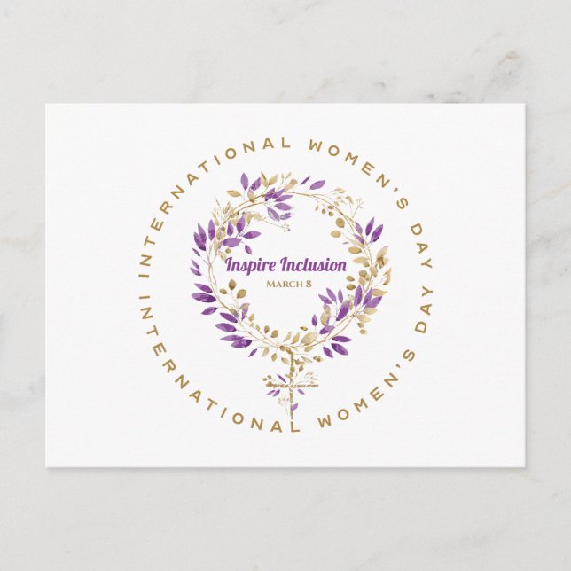 Postal Día de la mujer del Rótulo floral 20 de marzo (Anverso)