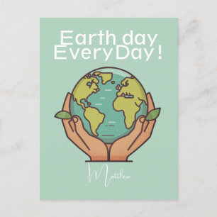 Postal Día de la Tierra todos los días, ve verde, salva n