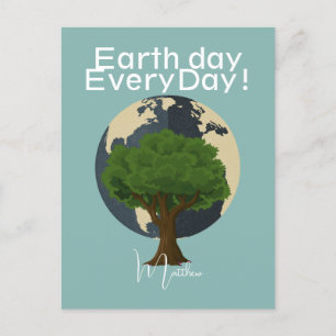 Postal Día de la Tierra todos los días, ve verde, salva n