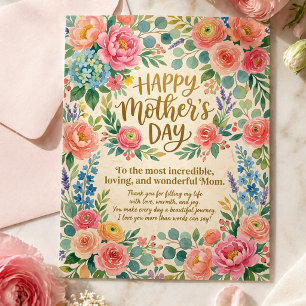 Postal Día de las Madres Mamá Más Increíble Floral Artíst