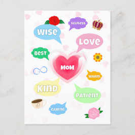 Postal Día de las Madres Nubes de Palabras Mejor Mamá Rei