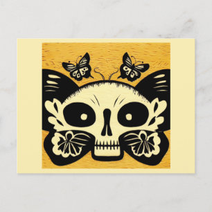 Postal Día de las Mariposas Muertas Woodcut 1
