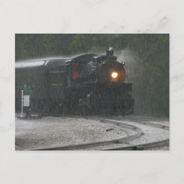 Postal Día de lluvias en el Museo del Ferrocarril del Val (Anverso)