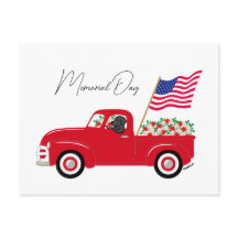 Día de los Caídos Camioneta Roja Labrador Negro