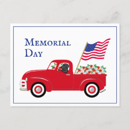 Postal Día de los Caídos con borde Camioneta Roja Labrado