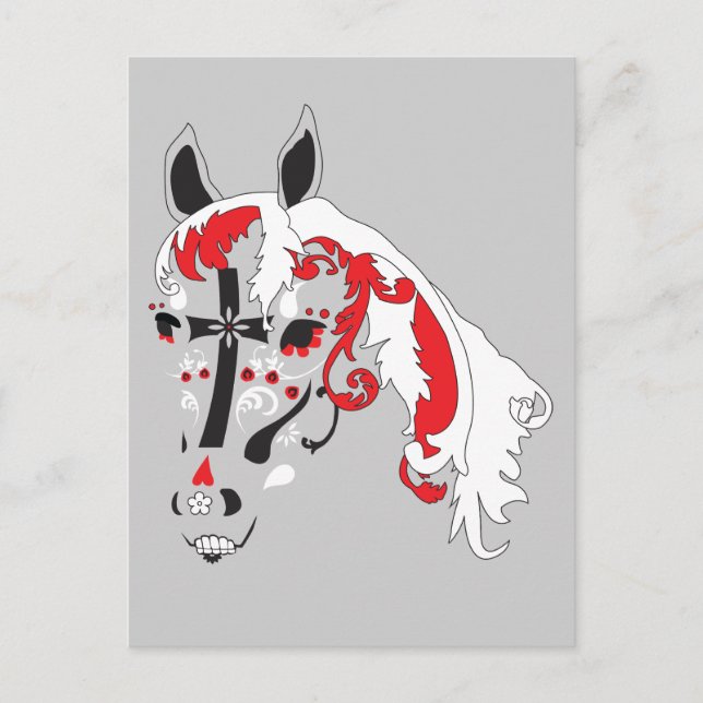 Postal dia de los muertos caballo (Anverso)