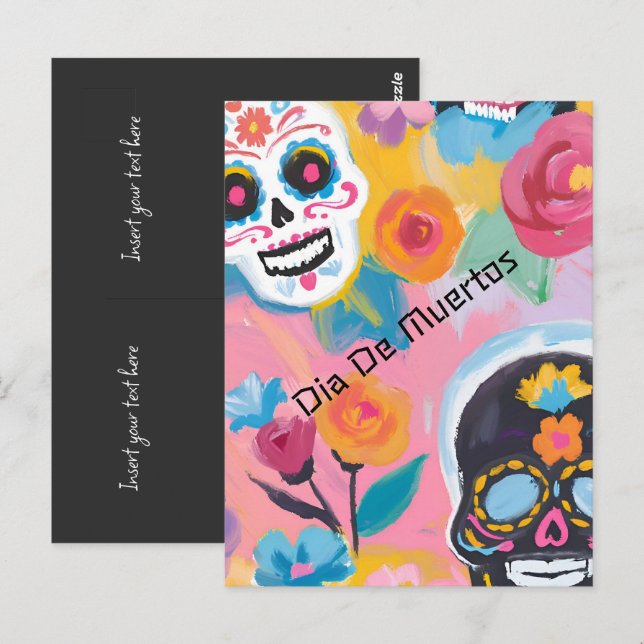 Postal Día de los Muertos Delicia Floral (Anverso / Reverso)