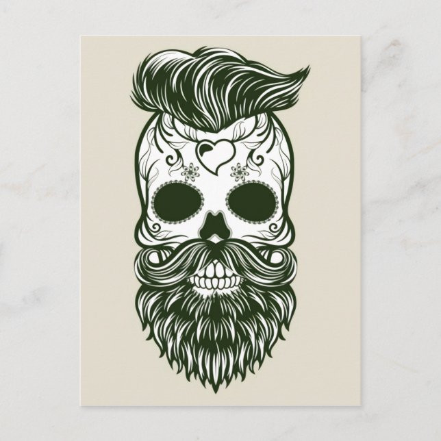 Postal Dia De Los Muertos/ Hipster Skull (Anverso)