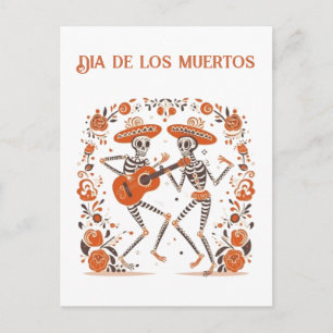 Postal Día de los Muertos personalizado esqueletos de mar