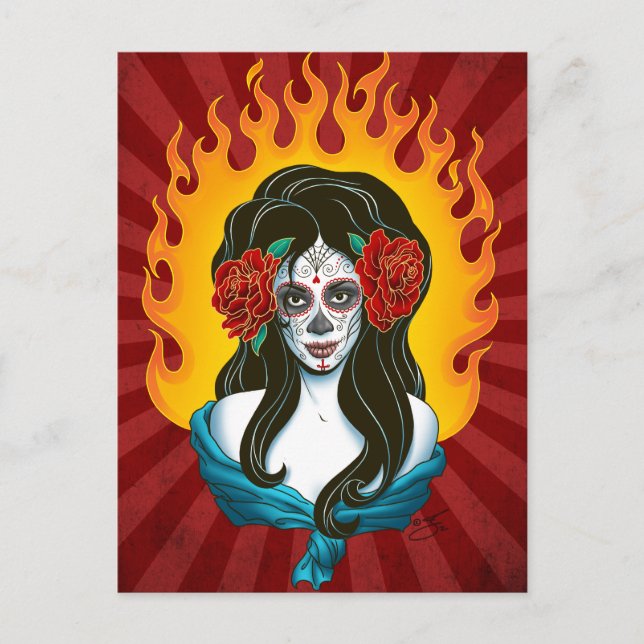 Postal Día de los Muertos por JayJay Jackson (Anverso)
