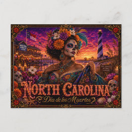 Postal Día de los Muertos Retro de Carolina del Norte