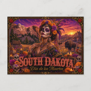 Postal Día de los Muertos Retro de Dakota del Sur