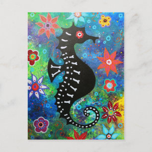 Postal Dia de los Muertos Seahorse