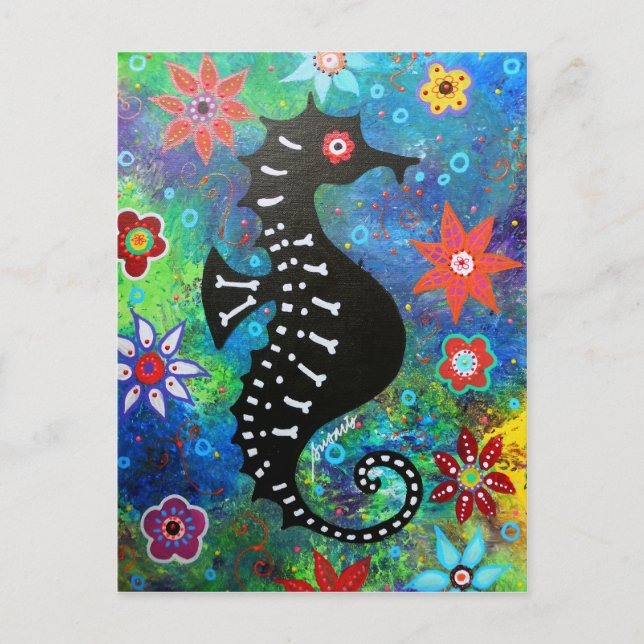 Postal Dia de los Muertos Seahorse (Anverso)