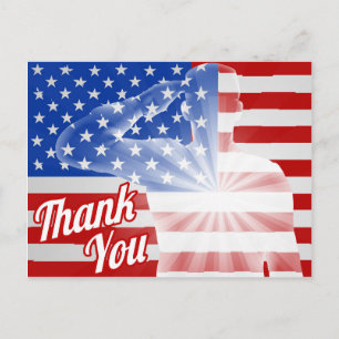 Postal Día de los Veteranos Gracias Bandera Estadounidens