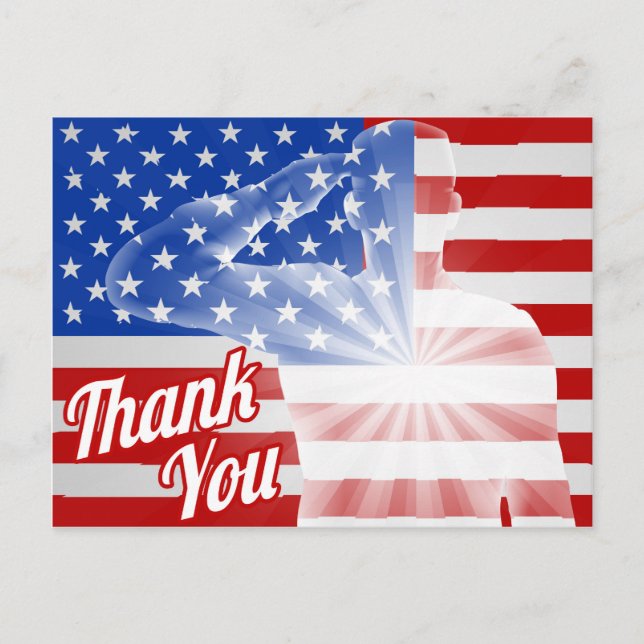 Postal Día de los Veteranos Gracias Bandera Estadounidens (Anverso)