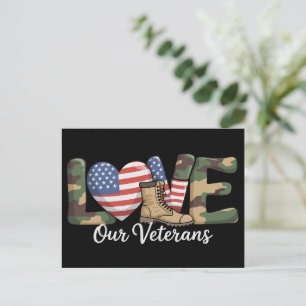 Postal Día de los Veteranos Orgullosa Bandera Americana M