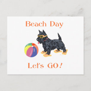 Postal Día de Playa Perro Scottie