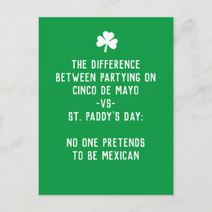 Postal Día de San Paddy vs Cinco de Mayo