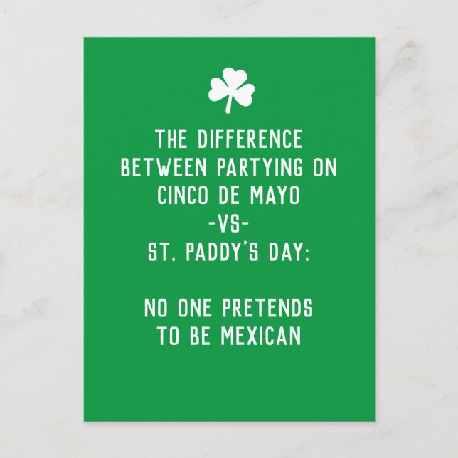 Postal Día de San Paddy vs Cinco de Mayo (Anverso)