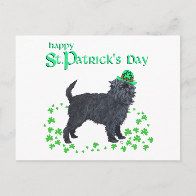 Postal Día de San Patricio Affenpinscher (Anverso)