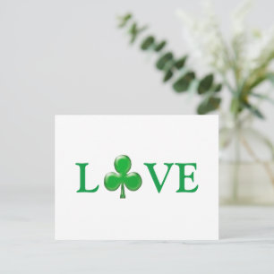 Postal Día de San Patricio Amor Verde Trébol de Cuatro Ho