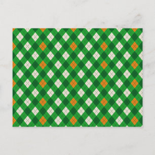 Postal Día de San Patricio argyle de colores irlandeses