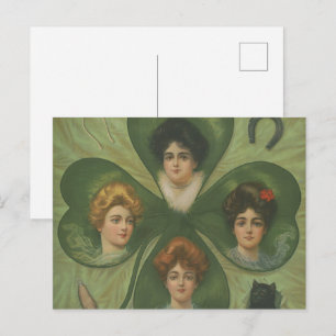 Postal Día de San Patricio Arte Vintage de la Señora Suer