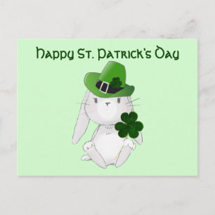 Postal Día de San Patricio con conejo irlandés, deseos li