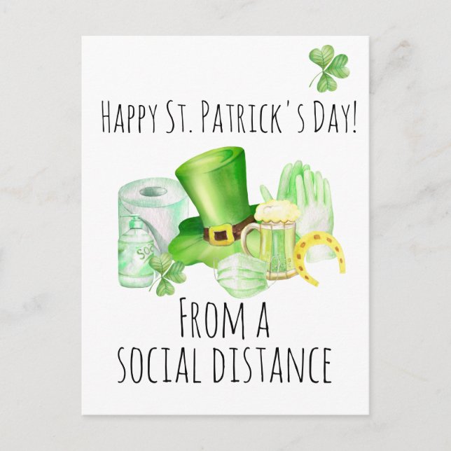 Postal Día de San Patricio desde distancia social Covid (Anverso)