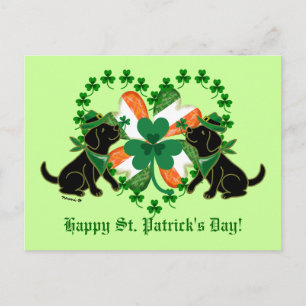 Postal Día de San Patricio Dos Labradores Negros